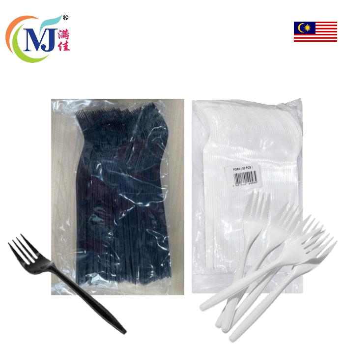 FORK PLASTIK Panjang 6.5'' HITAM 50pcs/pek