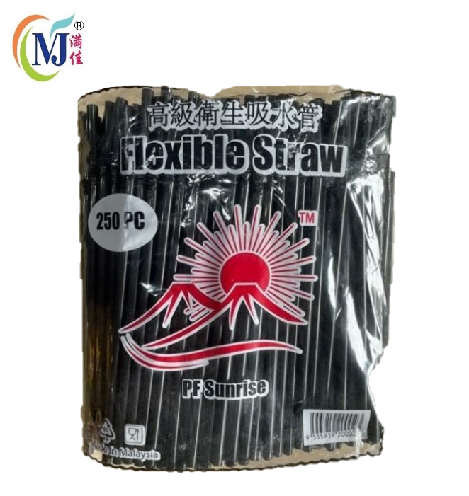 STRAW FLEXIBLE Black PLASTIC