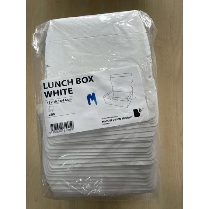 PAPER LUNCH BOX WHITE/PLAIN 50pcs/pack