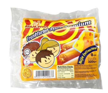CHICKEN SAUSAGE CHEESE Ayam Wira 8pcs 320g/pack