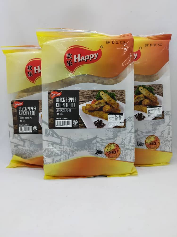 CHICKEN ROLL BLACK PEPPER Happy 8pcs 320g/pack